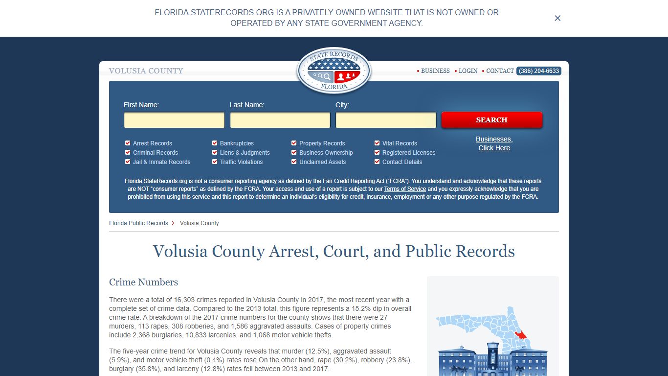 Volusia County Arrest, Court, and Public Records